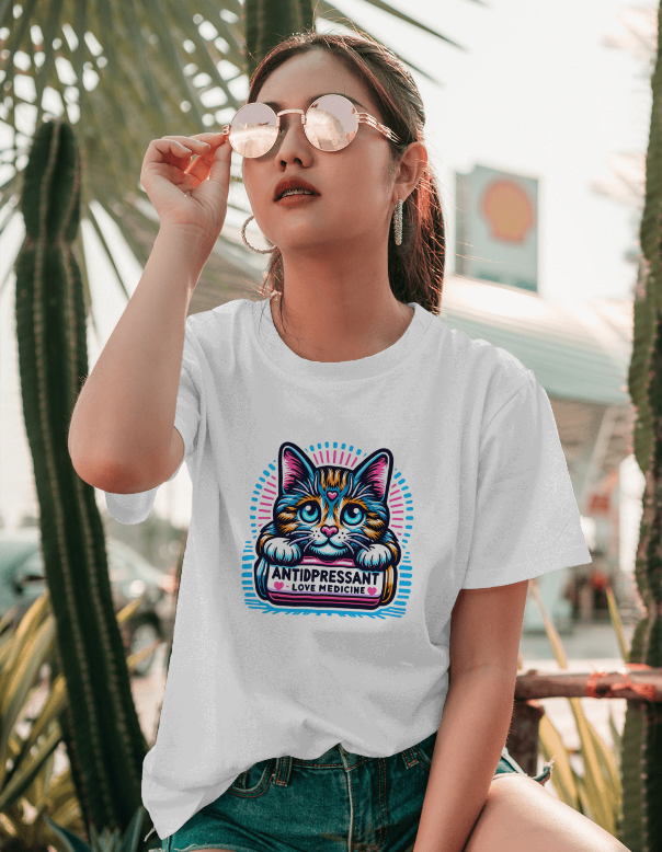 Cats Are Antidepressant Love Medicine Graphic tee Womens T Shirt