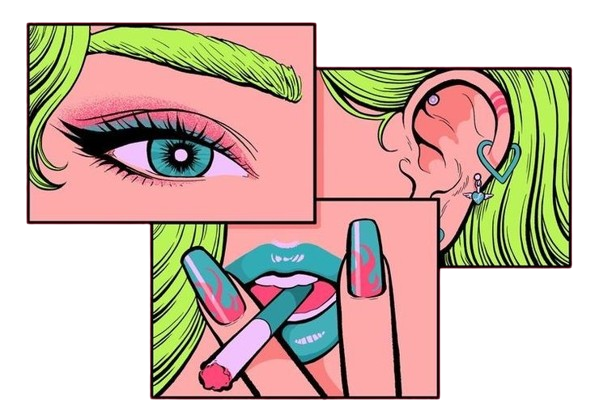 Pop Art Comic Print Smoking T Shirt