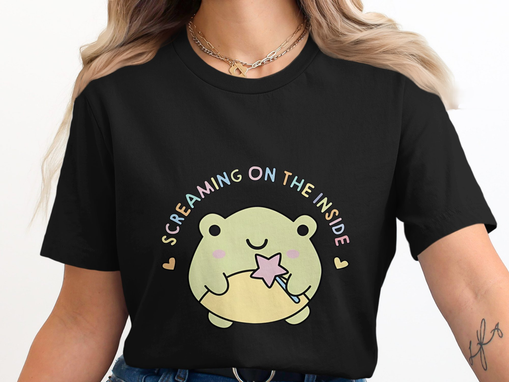 Screaming on the Inside Frog Humor Graphic Tee