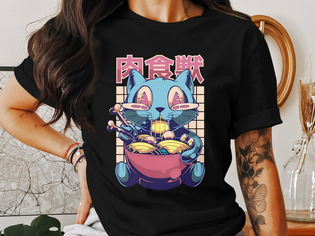Ramen Cat Japanese Graphic Tee Short Sleeve Unisex