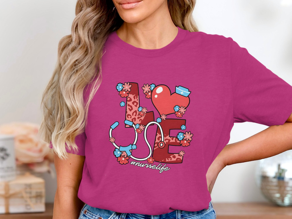 Nurse Love Graphic Tee #NurseLife Short Sleeve