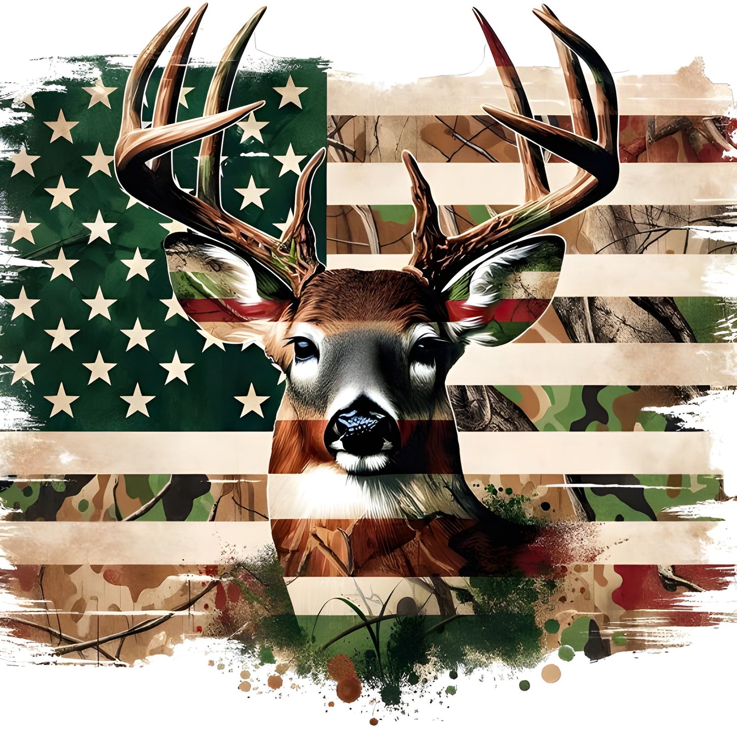Hunter Orange American Flag Deer Snap Back