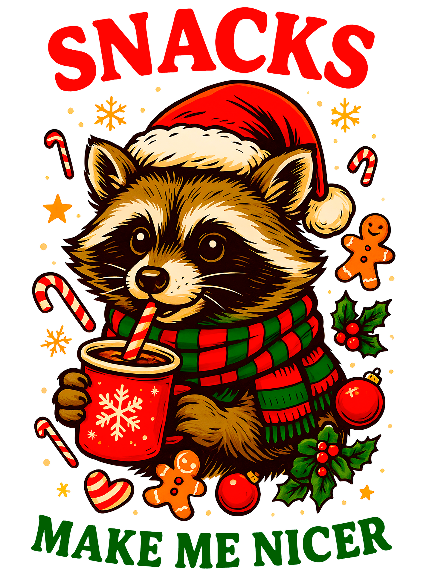 Snacks Make Me Nicer Raccoon Christmas Tee Unisex Shirt
