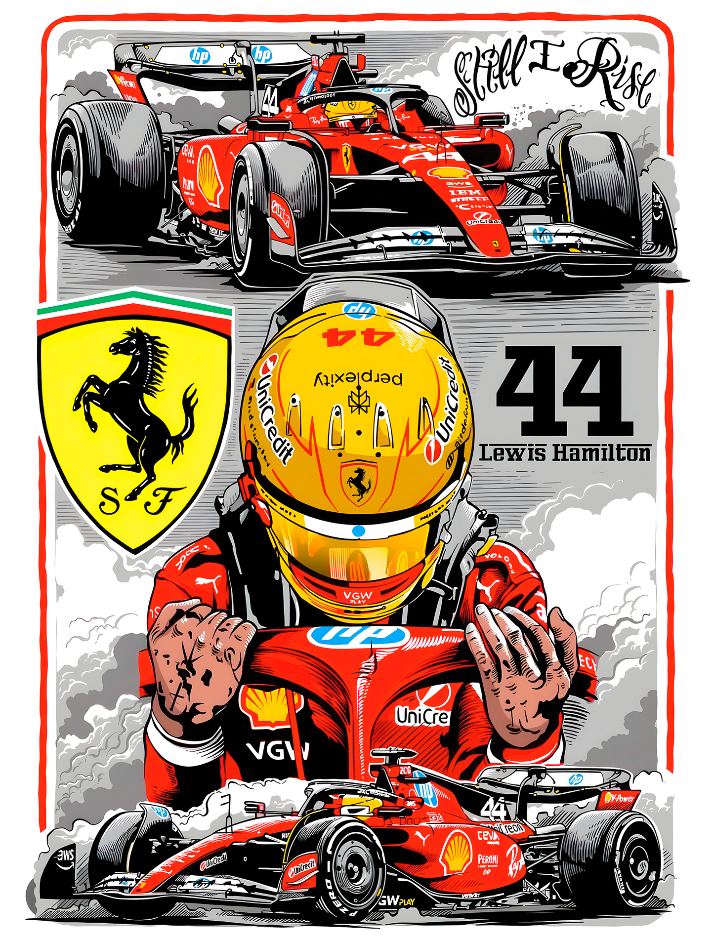 Lewis Hamilton Ferrari F1 "Still I Rise" Tee