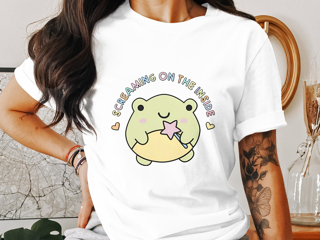 Screaming on the Inside Frog Humor Graphic Tee