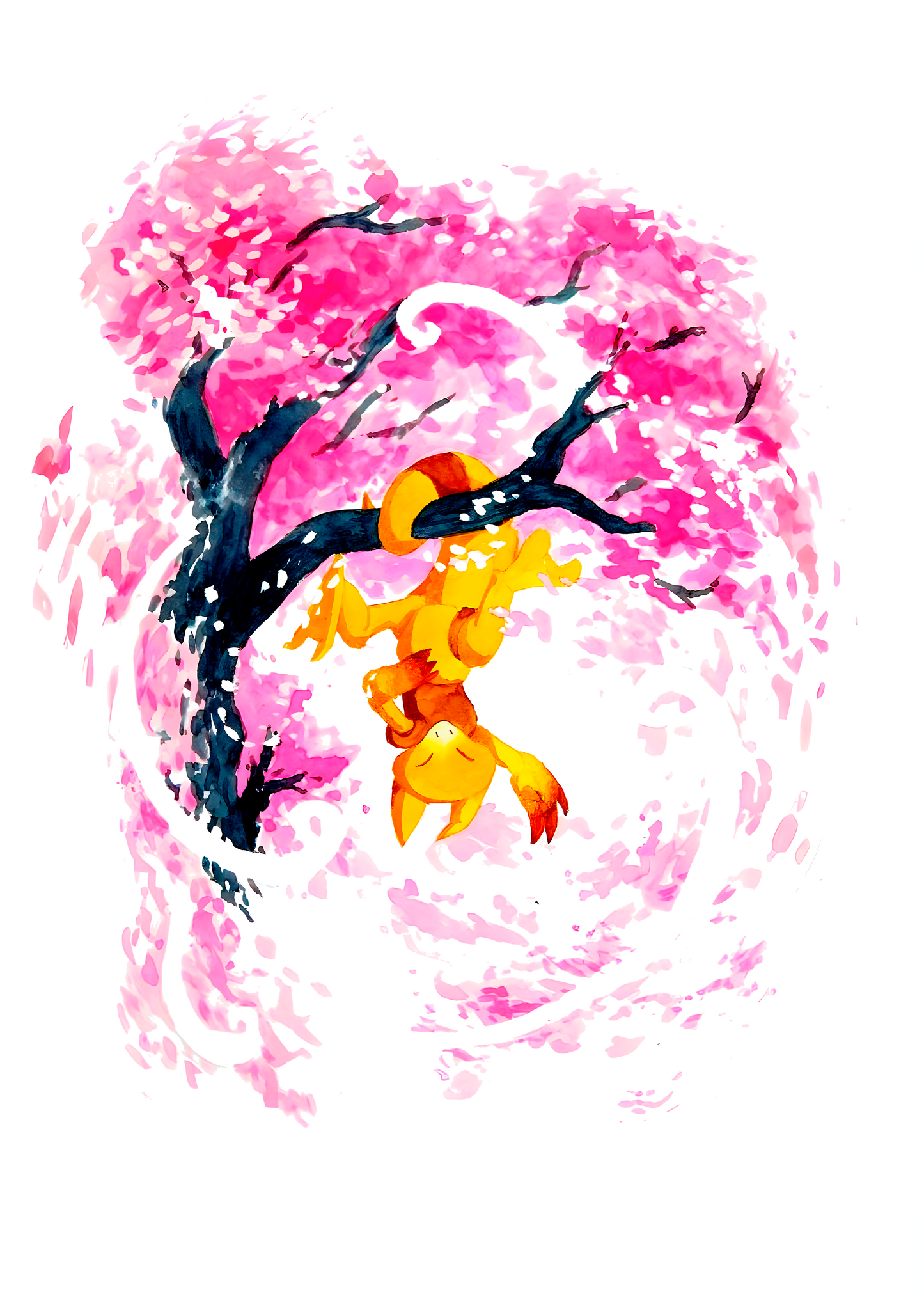 Abra Water Color Cherry Blossom Pokemon Graphic Tee