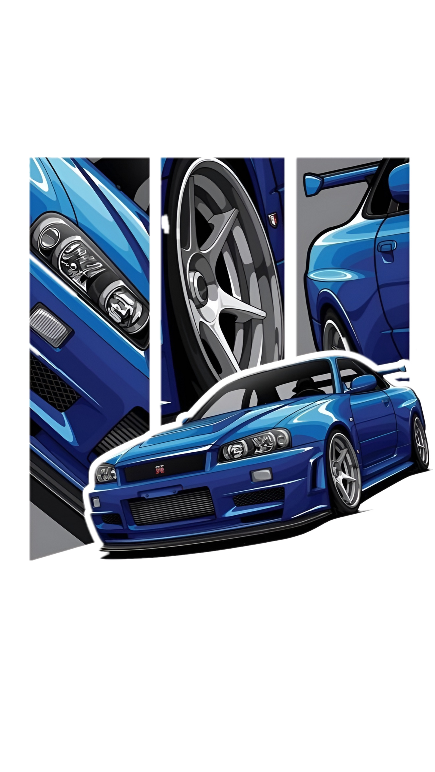 Nissan R34 GTR Bayside Blue Graphic Hoodie Unisex Hooded Sweatshirt
