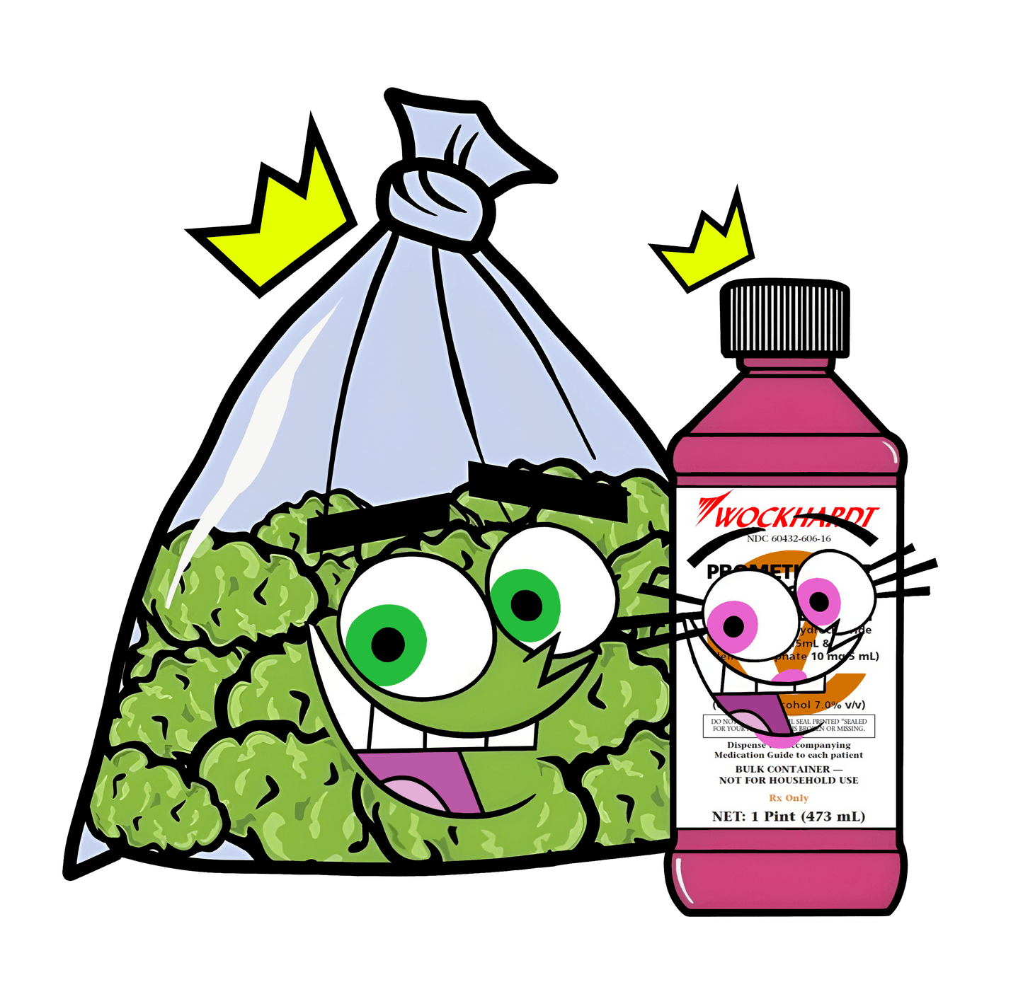 Cosmo and Wanda Promethazine Fairy Odd Parents Graphic Tee Unisex