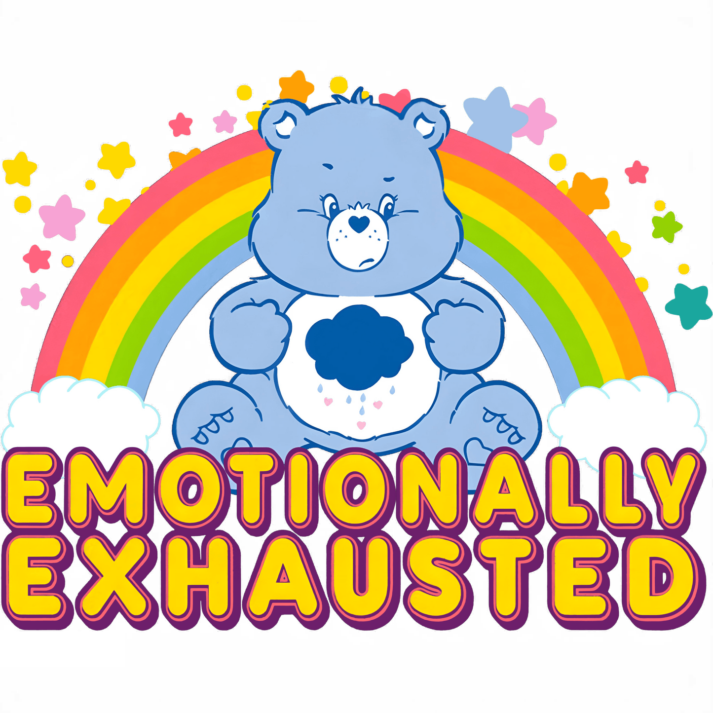 Emotionally Exhausted Care Bear Graphic Hoodie Womens Hoodie