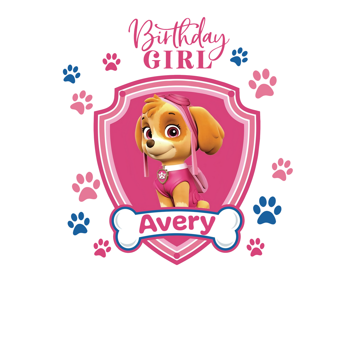 Paw Patrol Skye Toddler Personalized Name Birthday Girl Tee
