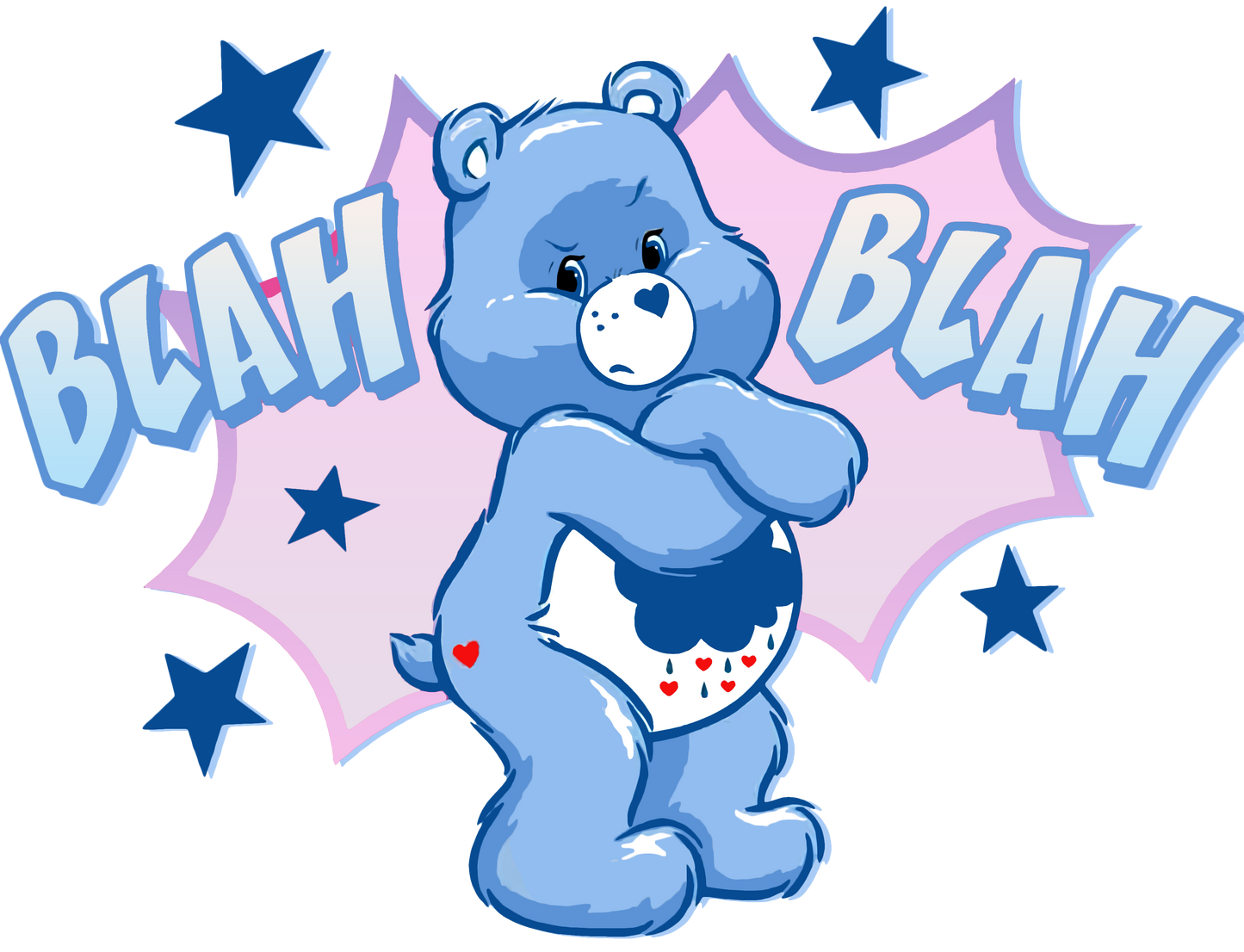 Grumpy Bear "Blah Blah" Graphic Hoodie Unisex Hooded Sweatshirt