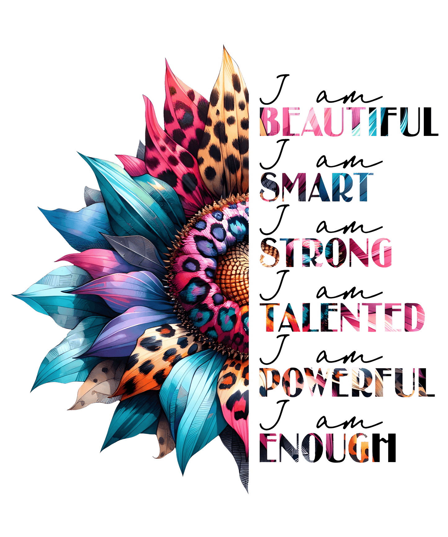 Beautiful, Smart, Strong Sunflower Graphic Tee Womens Fitted