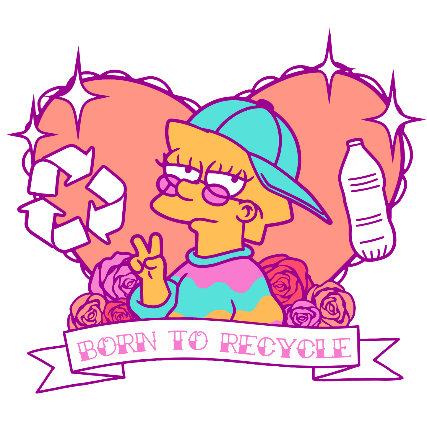 Lisa Simpson "Born To Recycle" Graphic Tee Womens Shirt