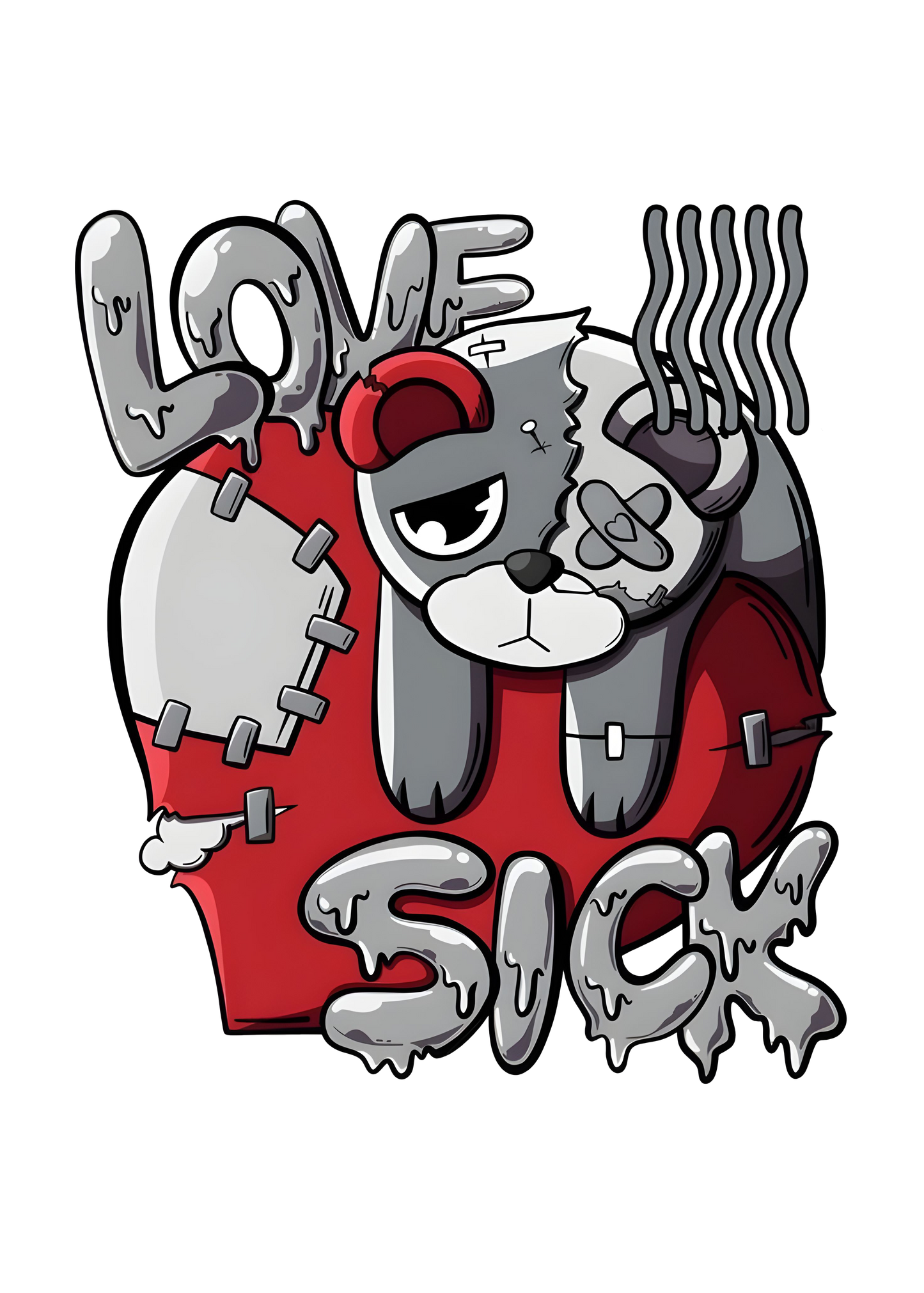 Love Sick Teddy Graphic Hoodie Womens Hoodie