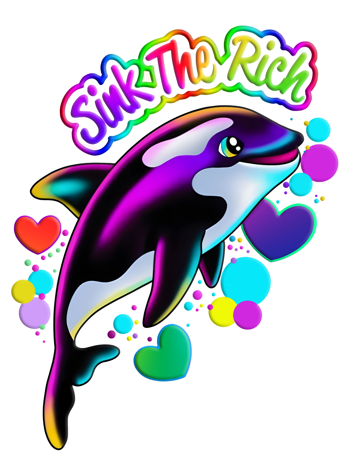 Sink The Rich! Orca Dark Humor Graphic Tee Womens T Shirt