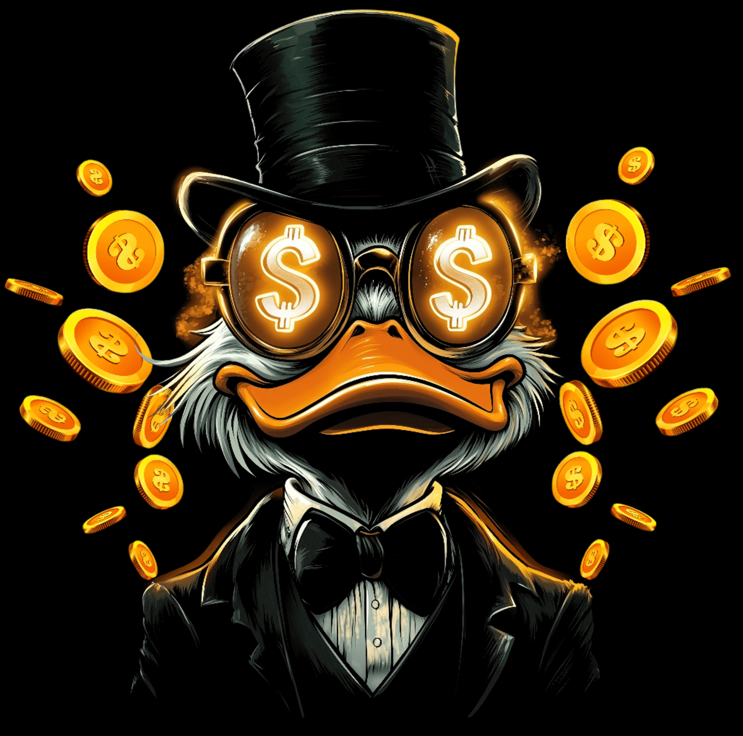 Scrooge McDuck Dollar Signs Graphic Tee Unisex