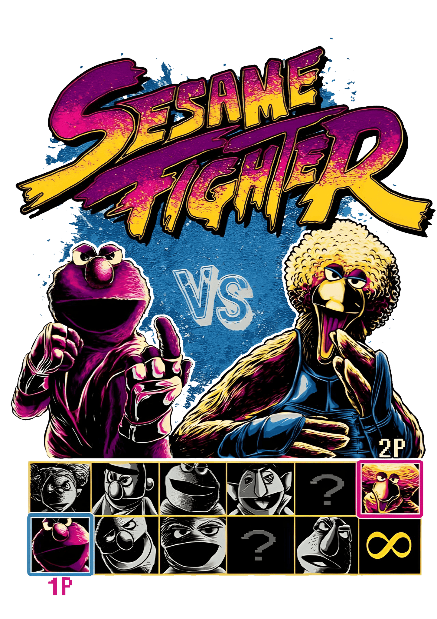Sesame Fighter – Character Select Tee Unisex Graphic T Shirt