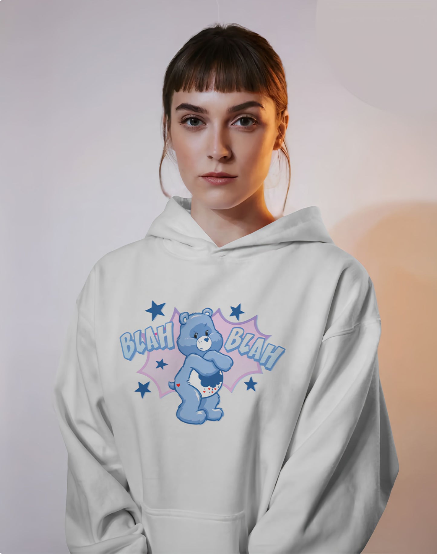 Grumpy Bear "Blah Blah" Graphic Hoodie Unisex Hooded Sweatshirt