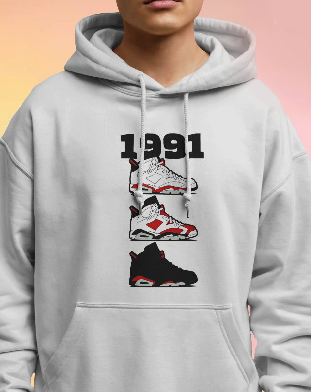 1991 Air Jordan 6's Graphic Hoodie Unisex Hooded Sweatshirt