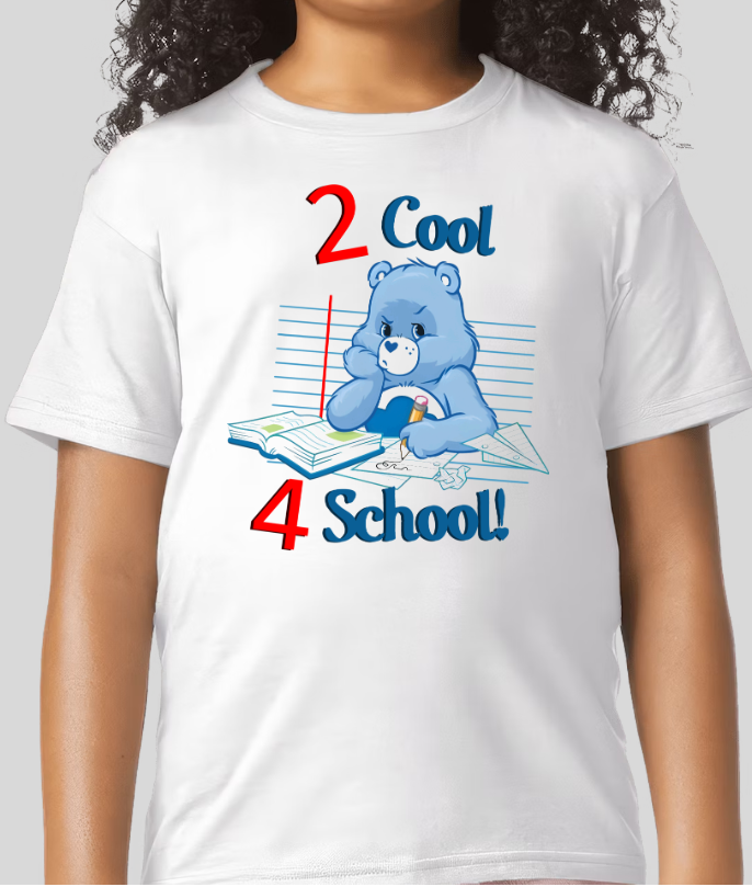Grumpy Bear 2 Cool 4 School Youth CareBear Back To Svhool Shirt