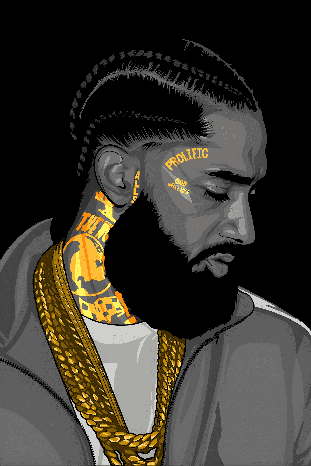 Nipsey Hustle Grey Scale Portrait Tee Unisex Shirt