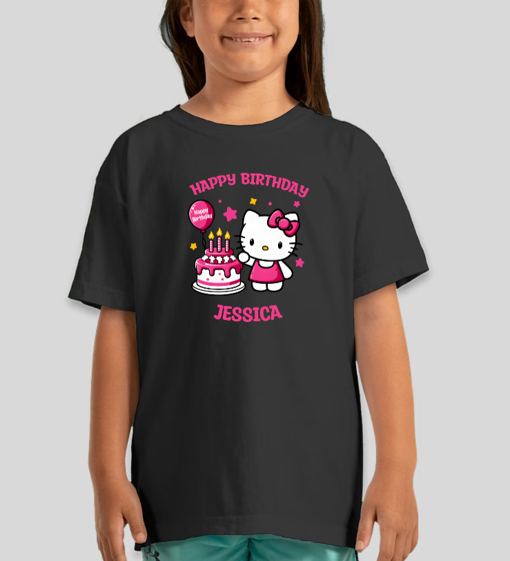 Hello Kitty Youth Custom Name Birthday Tee Unisex Shirt