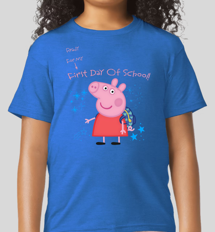 Pepe Pig Ready For My First Day Of School Youth Graphic Tee Girls Shirt