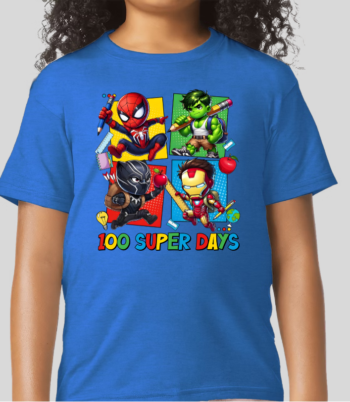The Avengers 100 Days Of School Youth Graphic Tee Unisex Shirt