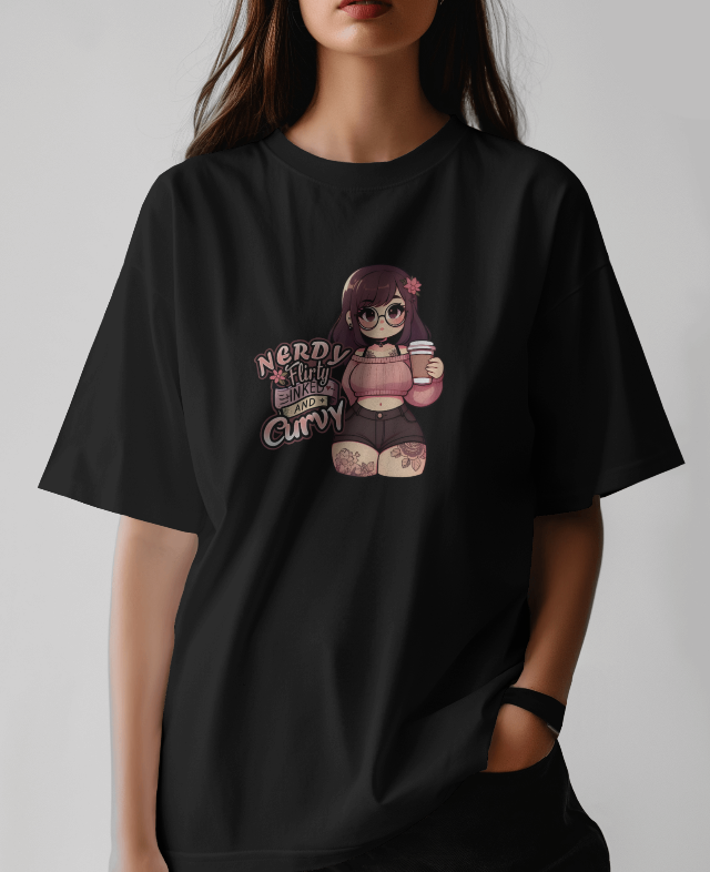 Nerdy, Flirty, Inked & Curvy Womens Graphic Tee