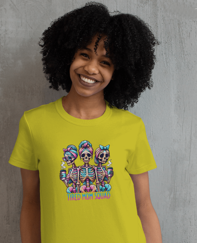 Tired Moms Club Skeleton Graphic Tee Womens TShirt