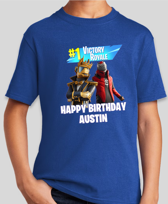 Fortnite Victory Royale Personalized Youth Birthday Tee
