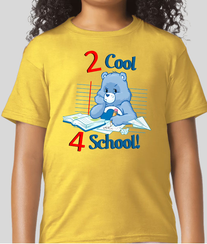 Grumpy Bear 2 Cool 4 School Youth CareBear Back To Svhool Shirt