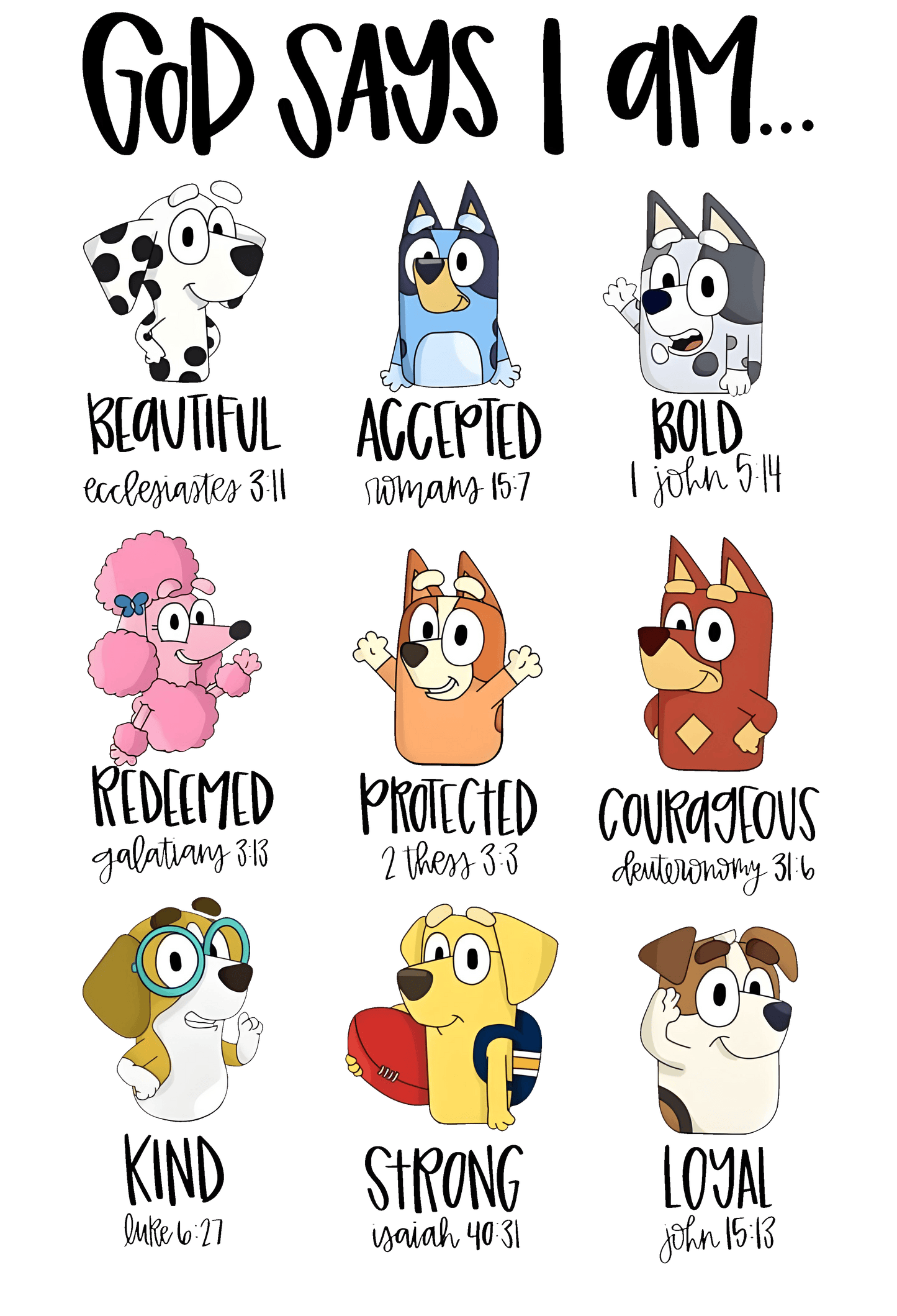 God Says I Am.. Bluey Shirt, Bible Verse Quotes, Women Short Sleeved