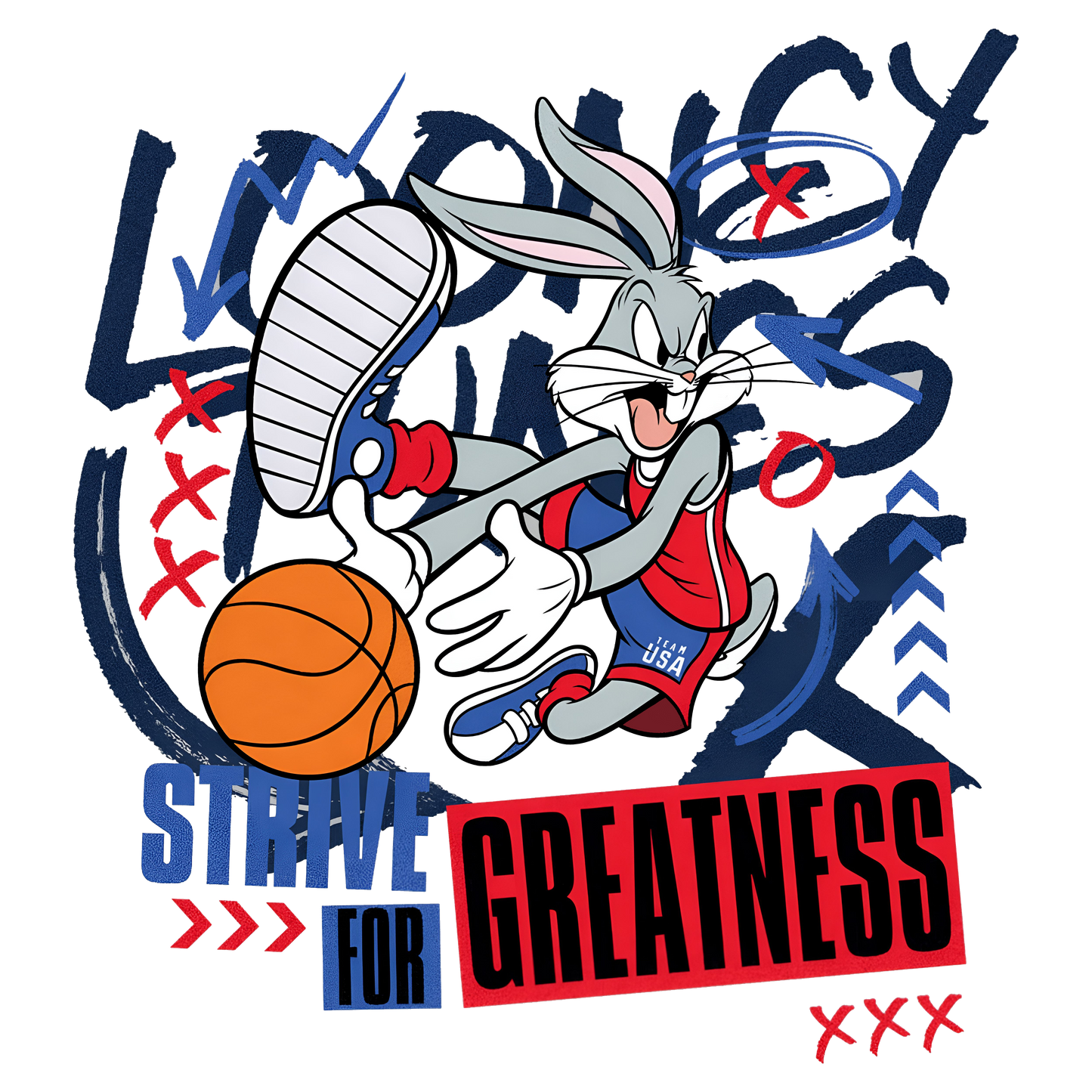 Bugs Bunny "Strive For Greatness" Graphic Hoodie Unisex Hoodie
