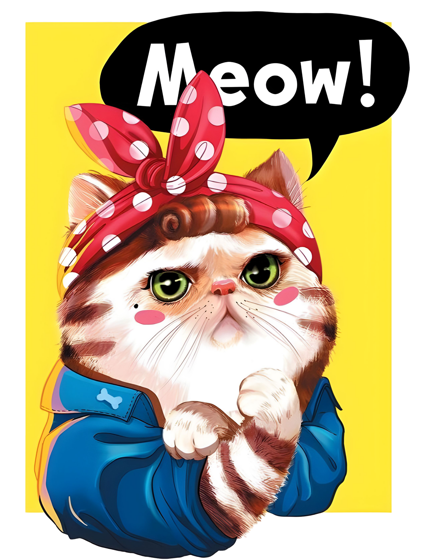 Rosie The Riveter Cat Graphic Tee Womens T Shirt