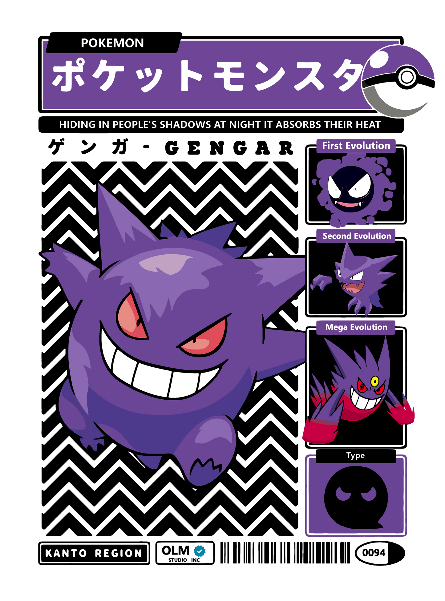Gengar Evolution Graphic Hoodie Unisex Hooded Sweatshirt
