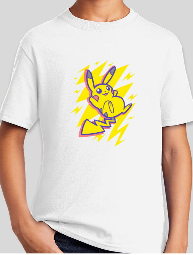 Pikachu Pokemon Lightning Bolt Boys Youth Tee