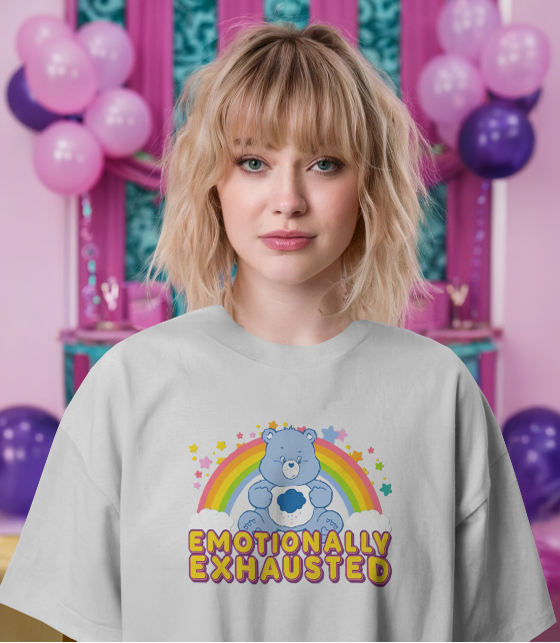 Grumpy Bear Emotionally Exhausted Graphic Tee Womens Shirt