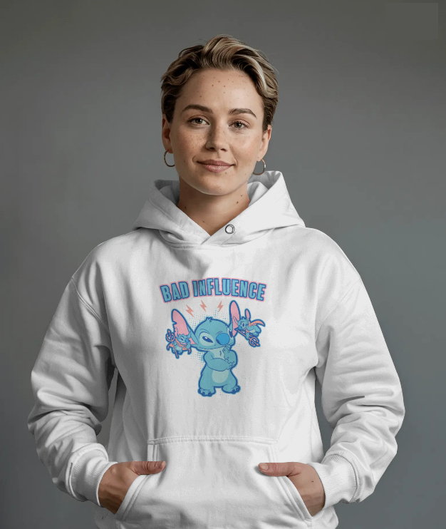 Stitch Bad Influence Graphic Hoodie Womens Hooded Sweatshirt
