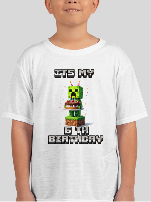 Minecraft Creeper Personalized Age Birthday Tee Unisex Shirt