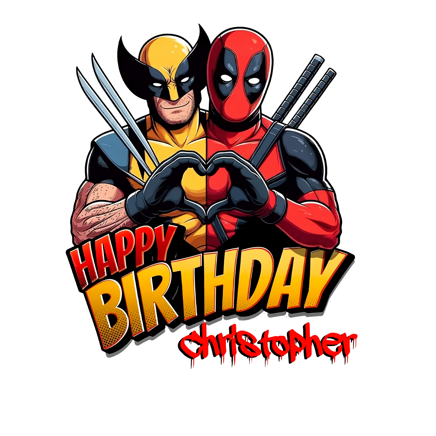 DeadPool & Wolverine Personalized Youth Birthday T Shirt