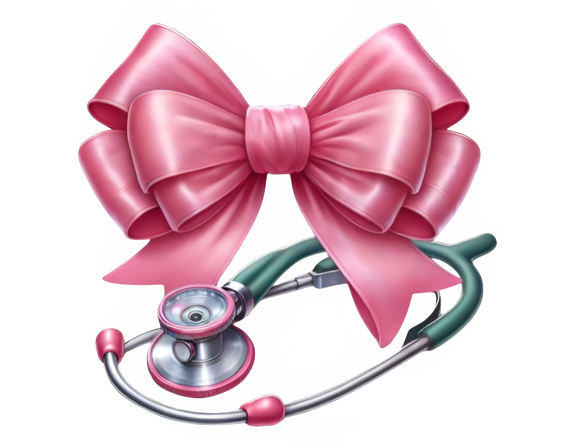 Nurse Bow Stethoscope Graphic Tee Womens Short Sleeved