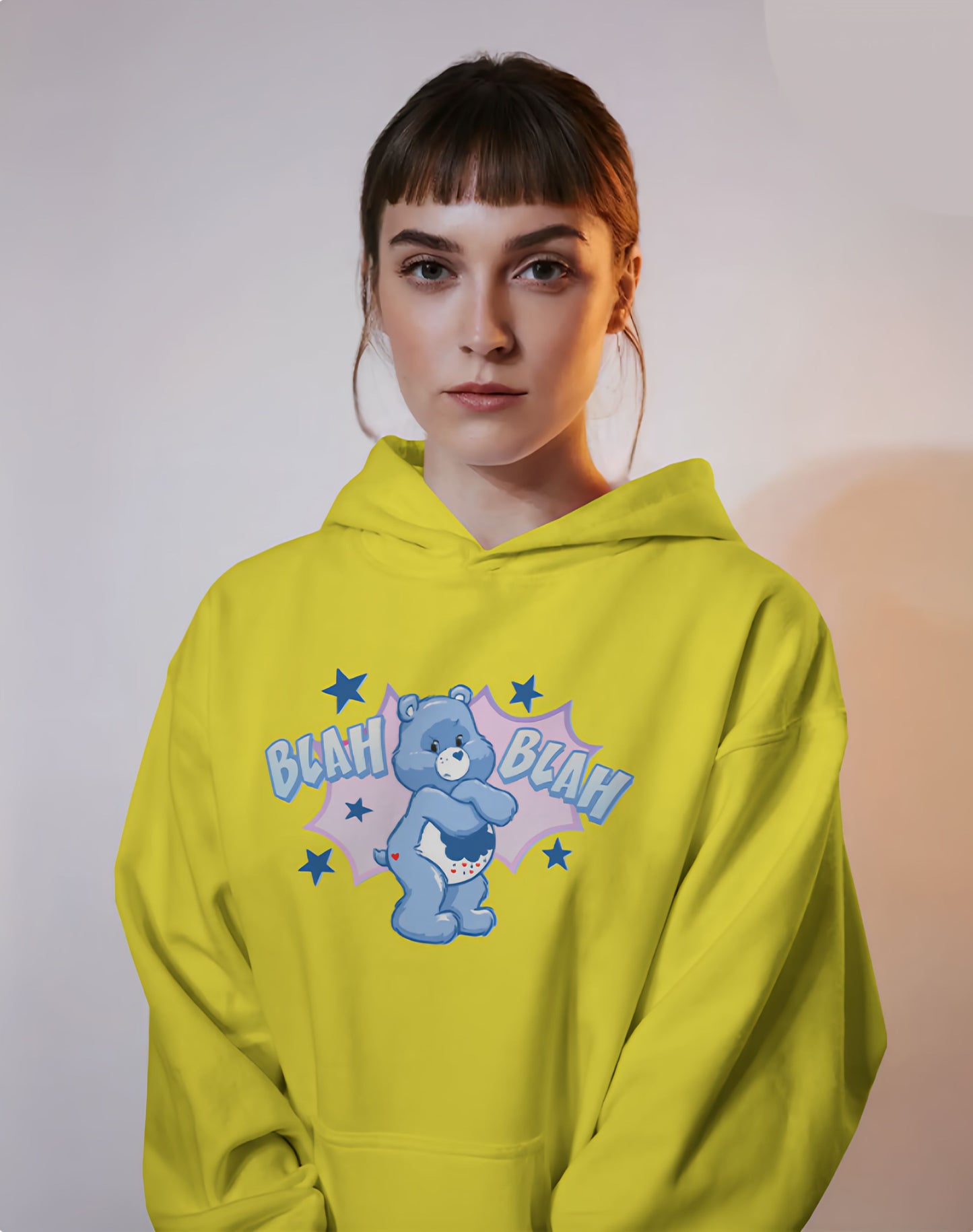 Grumpy Bear "Blah Blah" Graphic Hoodie Unisex Hooded Sweatshirt