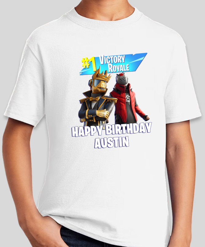 Fortnite Victory Royale Personalized Youth Birthday Tee