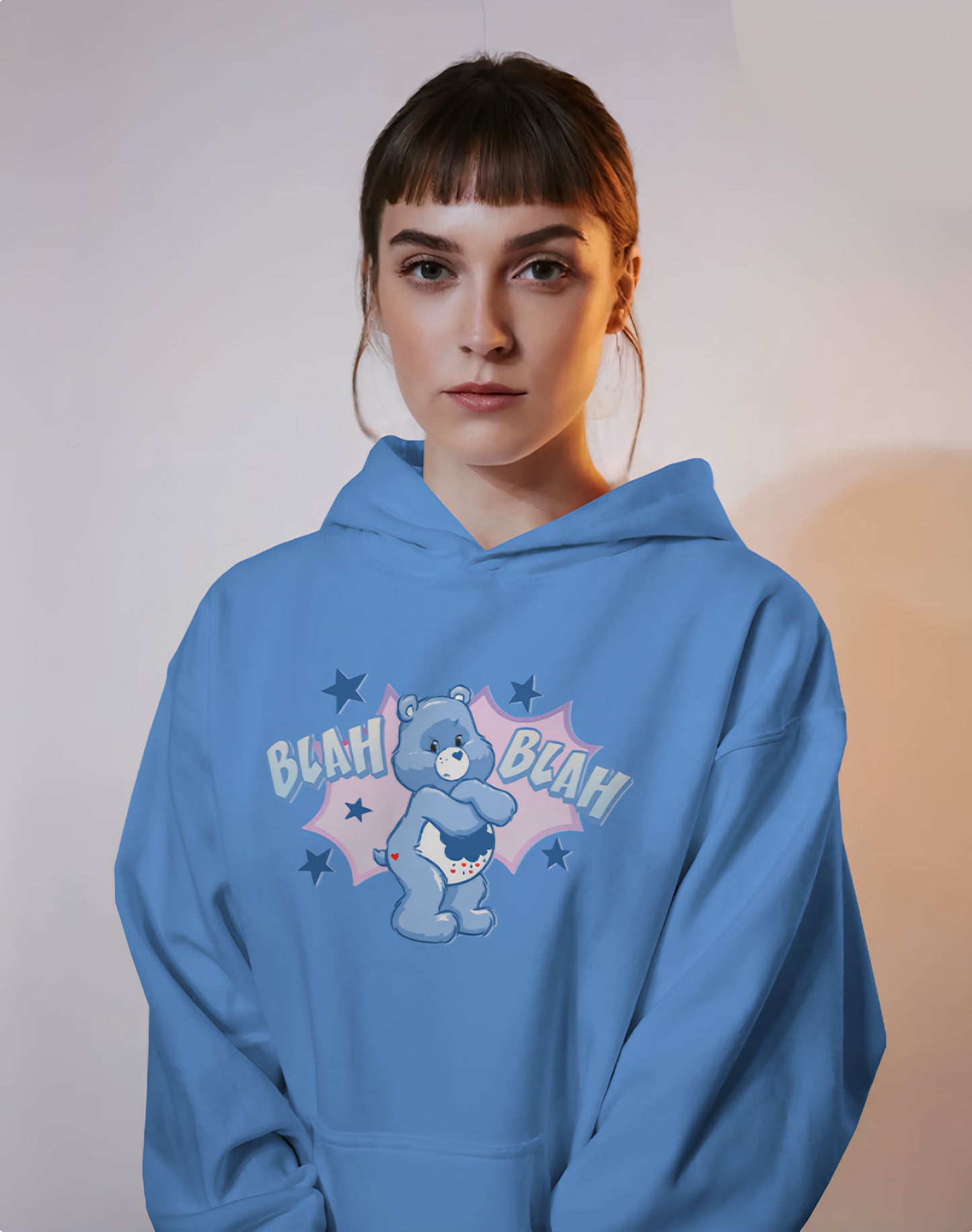 Grumpy Bear "Blah Blah" Graphic Hoodie Unisex Hooded Sweatshirt