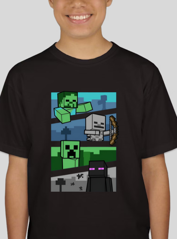 Minecraft Creeper & Enderman Graphic Tee Boys Youth Shirt