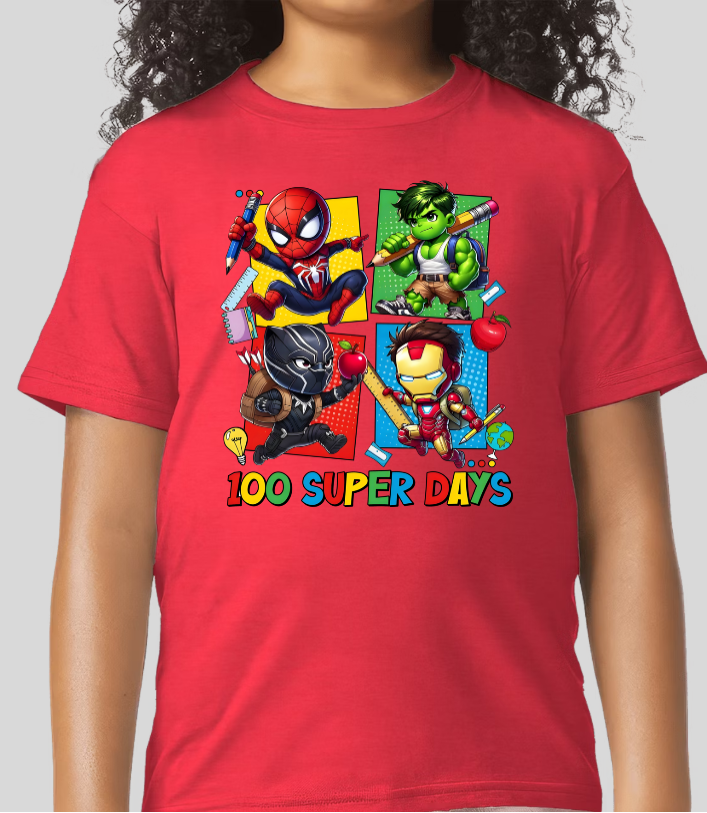 The Avengers 100 Days Of School Youth Graphic Tee Unisex Shirt