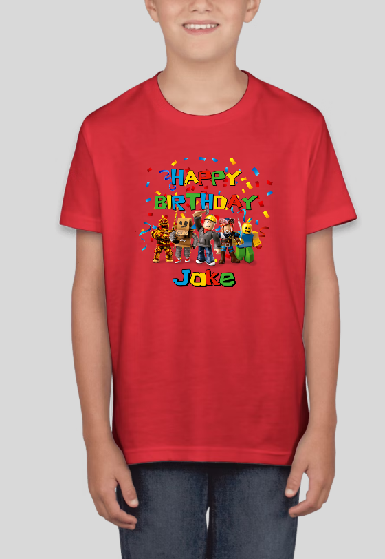 Roblox Youth Birthday Personalized Name Graphic Tee