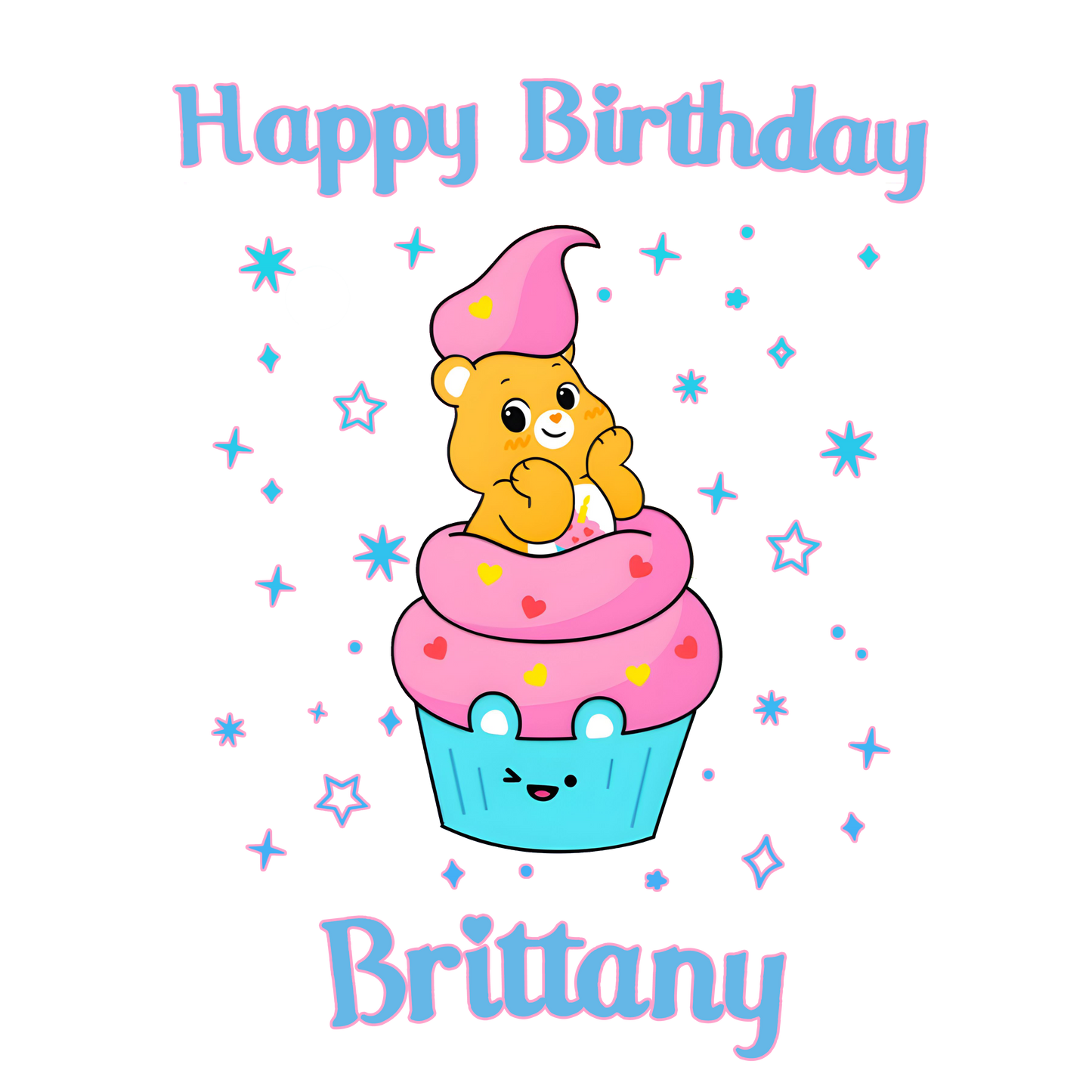 Carebear Cupcake Youth Personalized Birthday Girls Shirt
