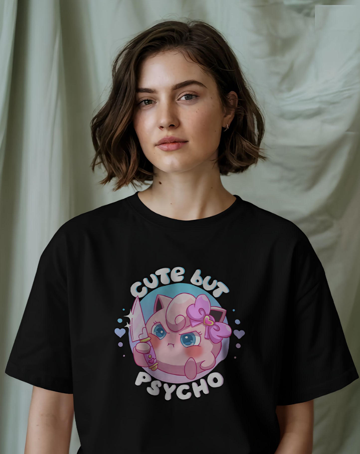 Jigglypuff Cute But Psycho Graphic Tee Womens Shirt